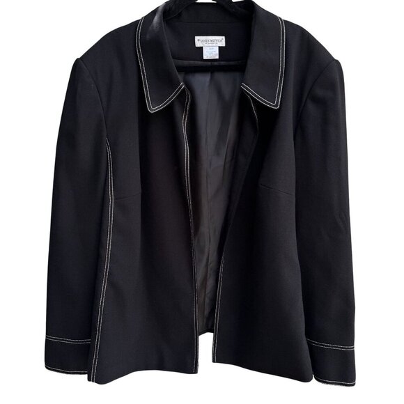 John Meyer Of Norwich Womens Black Contrast Stitch Open Front Blazer Jacket 26W - Picture 7 of 8